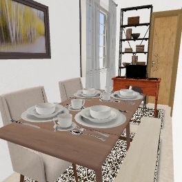 Escritório e sala de jantar Design Rendering
